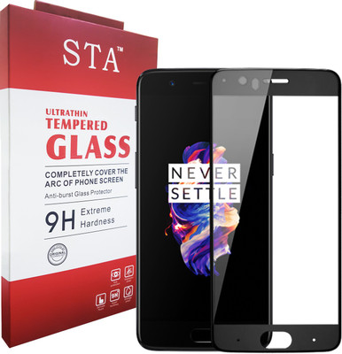 STA Tempered Glass Guard for Oneplus 5 / One Plus 5 - Black (Full Screen Coverage)(Pack of 1)