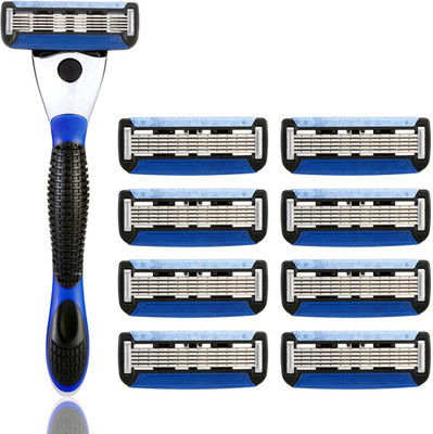 

Spruce Shave Club The 5X Shave Set (1 Razor + Pack of 8 Cartridges)(Pack of 8)