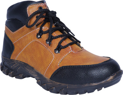 

Ramzee Safety Shoes Steel Toe Boots For Men(Tan, Black
