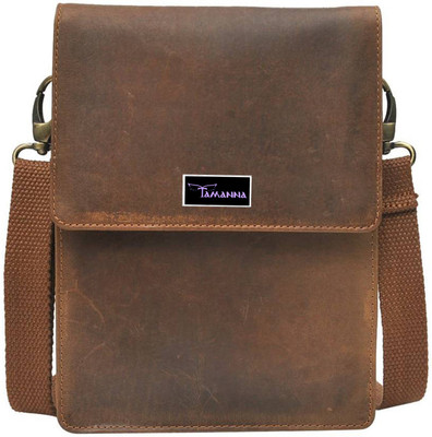 Tamanna Boys Formal Brown Genuine Leather Sling Bag