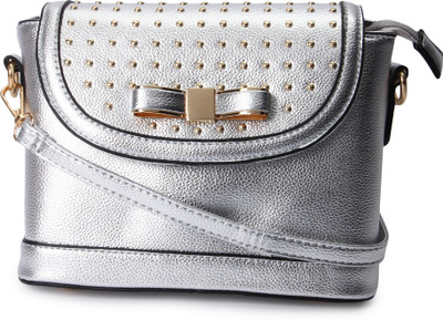 

Kleio Women Evening/Party Silver Leatherette Sling Bag