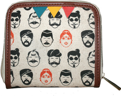 

FUNK FOR HIRE Women White Canvas Wallet(4 Card Slots), Cream