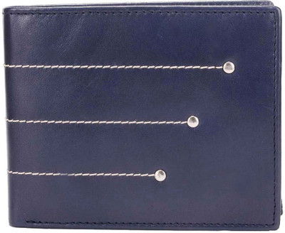 

Rebel Color Men Blue Genuine Leather Wallet(12 Card Slots), Black