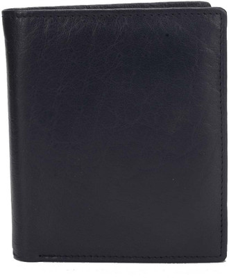 

Rebel Color Men Blue Genuine Leather Wallet(12 Card Slots), Black
