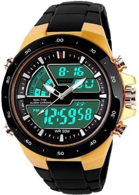 AD GLOBAL Stylish And Attractive Look Dual Time Stop Watch With Alarm 1016GO Watch  - For Men   Watches  (AD GLOBAL)