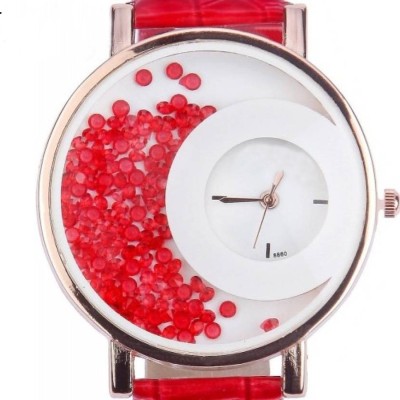 Shivam Retail Half Moon Red Diamond Stylish Dial Analog Watch  - For Women   Watches  (Shivam Retail)