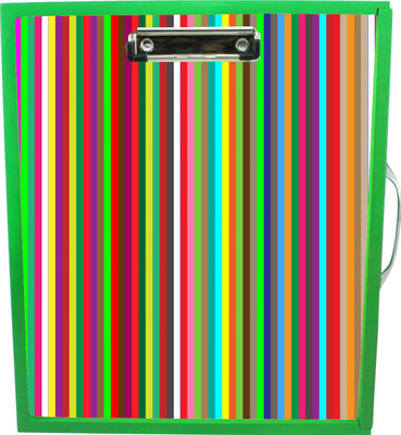 

Enigmatic Woodworks Wooden Art Box with Clipboard, White Marker board, Storage and Handle for Kids - Color Stripes1 Theme