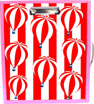

Enigmatic Woodworks Wooden Art Box with Clipboard, White Marker board, Storage and Handle for Kids - Balloons Theme