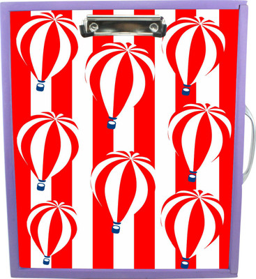 

Enigmatic Woodworks Wooden Art Box with Clipboard, White Marker board, Storage and Handle for Kids - Balloons Theme