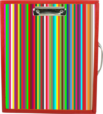 

Enigmatic Woodworks Wooden Art Box with Clipboard, White Marker board, Storage and Handle for Kids - Color Stripes1 Theme