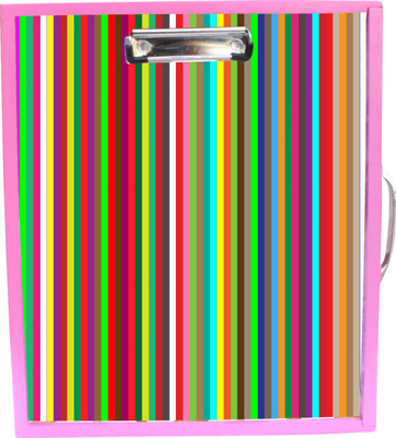 

Enigmatic Woodworks Wooden Art Box with Clipboard, White Marker board, Storage and Handle for Kids - Color Stripes1 Theme
