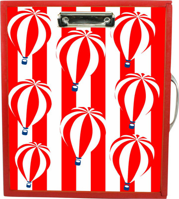

Enigmatic Woodworks Wooden Art Box with Clipboard, White Marker board, Storage and Handle for Kids - Balloons Theme