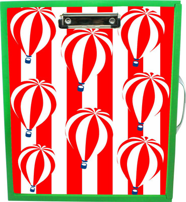 

Enigmatic Woodworks Wooden Art Box with Clipboard, White Marker board, Storage and Handle for Kids - Balloons Theme