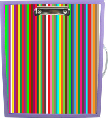 

Enigmatic Woodworks Wooden Art Box with Clipboard, White Marker board, Storage and Handle for Kids - Color Stripes1 Theme