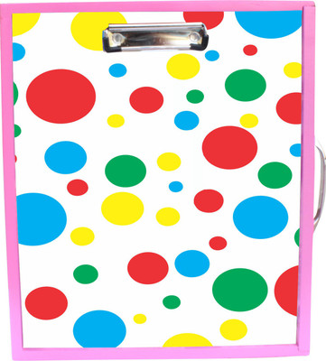 

Enigmatic Woodworks Wooden Art Box with Clipboard, White Marker board, Storage and Handle for Kids - Polka Dots Theme