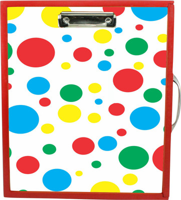

Enigmatic Woodworks Wooden Art Box with Clipboard, White Marker board, Storage and Handle for Kids - Polka Dots Theme