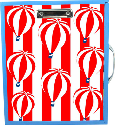 

Enigmatic Woodworks Wooden Art Box with Clipboard, White Marker board, Storage and Handle for Kids - Balloons Theme