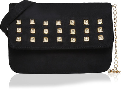 

Bagclan Suede sling Black Sling Bag(Black, 4 L)