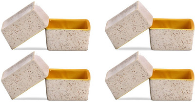 

caffeine Dip and Sauce Serving Bowl in Cream and Yellow Matte (Set of 8) Ceramic Bowl Set(Yellow, White, Pack of 8)