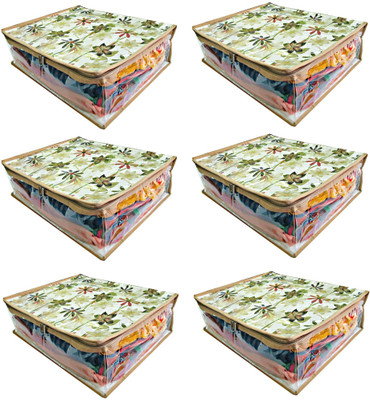 

Atorakushon designer Set of 6 pcs Multipurpose Flower Print Transparent Saree cover,Wardrobe Organiser At Flwr Printed T.P.Sari 8inch pck6(Multicolor)