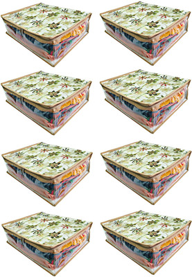 atorakushon designer Set of 8 pcs Multipurpose Flower Print Transparent Saree cover,Wardrobe Organiser At Flwr Printed T.P.Sari 8inch pck8(Multicolor)