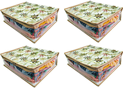 

Atorakushon designer Set of 4 pcs Multipurpose Flower Print Transparent Saree cover,Wardrobe Organiser At Flwr Printed T.P.Sari 8inch pck4(Multicolor)