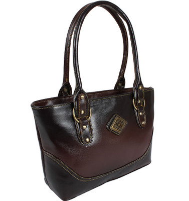 Pink Flower Hand-held Bag(Brown)