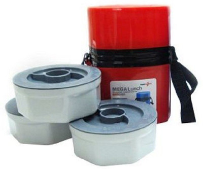 

Capstone MEGA LUNCH BOX (MICROWAVEABLE)3 BOX 3 Containers Lunch Box(750 ml), Red