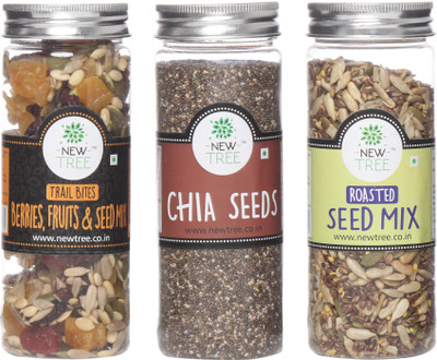 

New Tree Trail Bites Berries, Fruits & Seed Mix, Chia Seeds, Roasted Seed Mix Set of 3 Assorted Nuts(520 g, Plastic Bottle)