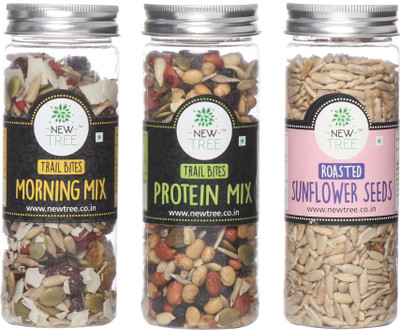 

New Tree Trail Bites Morning Mix, Trail Bites Protein Mix, Roasted Sunflower Seeds Set of 3 Assorted Nuts(470 g, Plastic Bottle)