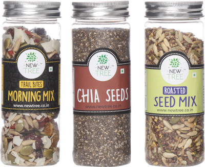 

New Tree Trail Bites Morning Mix, Chia Seeds, Roasted Seed Mix Set of 3 Assorted Nuts(500 g, Plastic Bottle)