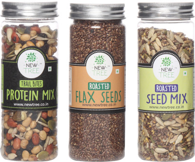 

New Tree Trail Bites Protein Mix, Roasted Flax Seeds, Roasted Seed Mix Set of 3 Assorted Nuts(470 g, Plastic Bottle)