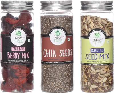 

New Tree Trail Bites Berry Mix, Chia Seeds, Roasted Seed Mix Set of 3 Assorted Nuts(520 g, Plastic Bottle)