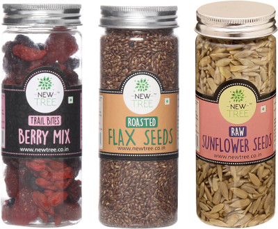 

New Tree Trail Bites Berry Mix , Roasted Flax Seeds, Raw Sunflower Seeds Set of 3 Assorted Nuts(495 g, Plastic Bottle)
