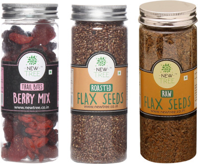 

New Tree Trail Bites Berry Mix, Roasted Flax Seeds, Raw Flax Seeds Set of 3 Assorted Nuts(520 g, Plastic Bottle)