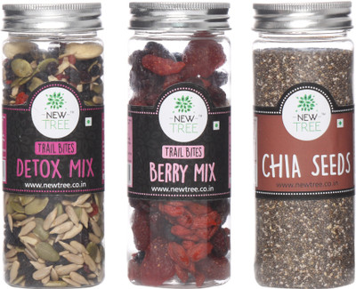 

New Tree Trail Bites Detox Mix, Trail Bites Berry Mix, Chia Seeds Mix Set of 3 Assorted Nuts(540 g, Plastic Bottle)