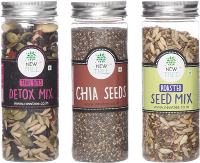 

New Tree Trail Bites Detox Mix, Chia Seeds, Roasted Seed Mix Set of 3 Assorted Nuts(520 g, Plastic Bottle)
