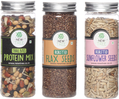 

New Tree Trail Bites Protein Mix, Roasted Flax Seeds, Roasted Sunflower Seeds Set of 3 Assorted Nuts(470 g, Plastic Bottle)