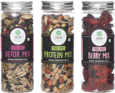 

New Tree Trail Bites Detox Mix, Trail Bites Protein Mix,Trail Bites Berry Mix Set of 3 Assorted Nuts(510 g, Plastic Bottle)