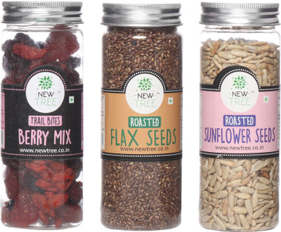 

New Tree Trail Bites Berry Mix, Roasted Flax Seeds, Roasted Sunflower Seeds Set of 3 Assorted Nuts(470 g, Plastic Bottle)