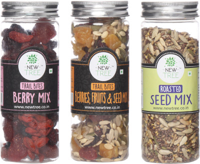 

New Tree Trail Bites Berry Mix, Trail Berries,Fruits & Seed Mix, Roasted Seed Mix Set of 3 Assorted Nuts(490 g, Plastic Bottle)