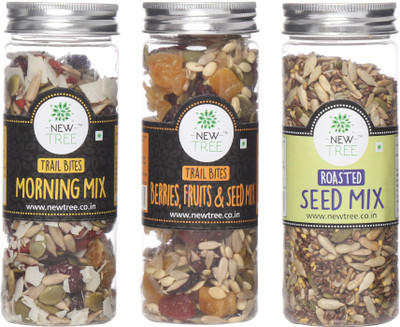 

New Tree Trail Bites Morning Mix, Trail Bites Berries , Fruits & Seed Mix, Roasted Seed Mix Set of 3 Assorted Nuts(470 g, Plastic Bottle)