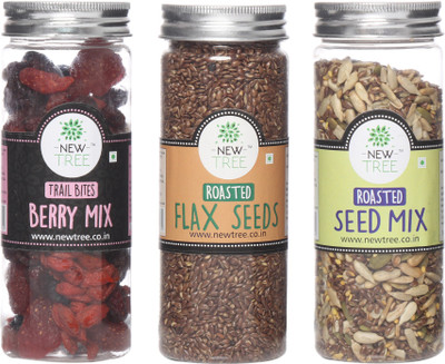 

New Tree Trail Bites Berry Mix, Roasted Flax Seeds, Roasted Seed Mix Set of 3 Assorted Nuts(470 g, Plastic Bottle)