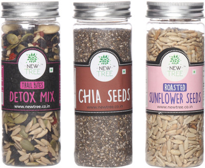 

New Tree Trail Bites Detox Mix, Chia Seeds, Roasted Sunflower Seeds Set of 3 Assorted Nuts(520 g, Plastic Bottle)