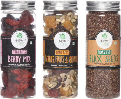 

New Tree Trail Bites Berry Mix, Trail Berries,Fruits & Seed Mix, Roasted Flax Seeds Set of 3 Assorted Nuts(490 g, Plastic Bottle)