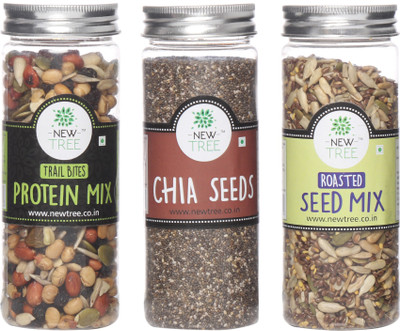 

New Tree Trail Bites Protein Mix, Chia Seeds, Roasted Seed Mix Set of 3 Assorted Nuts(520 g, Plastic Bottle)