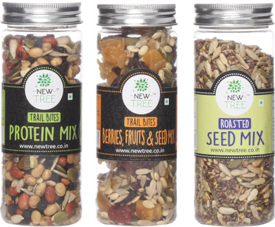 

New Tree Trail Bites Protein Mix, Trail Bites Berries,Fruits & Seed Mix, Roasted Seed Mix Set of 3 Assorted Nuts(490 g, Plastic Bottle)