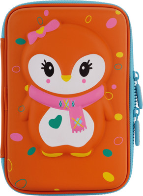 

Ofsign MultiPurpose Cute Owl Art Canvas Pencil Box(Set of 1, Orange)