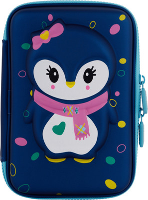 Ofsign MultiPurpose Cute Owl Art Canvas Pencil Box(Set of 1, Blue)