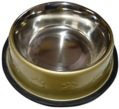

Foodie Puppies Round Steel Pet Bowl(900 ml Gold)